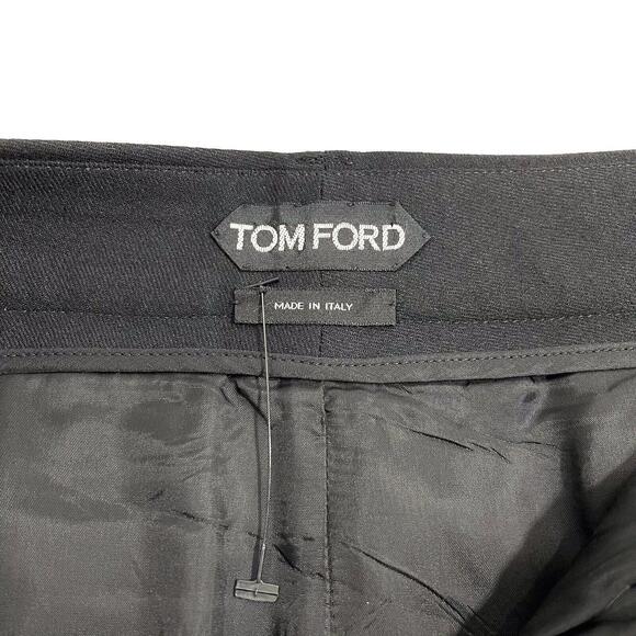 TOM FORD Size 38 Italy Solid Black Wool Blend Pleat Front Designer Pencil Skirt - Picture 4 of 11
